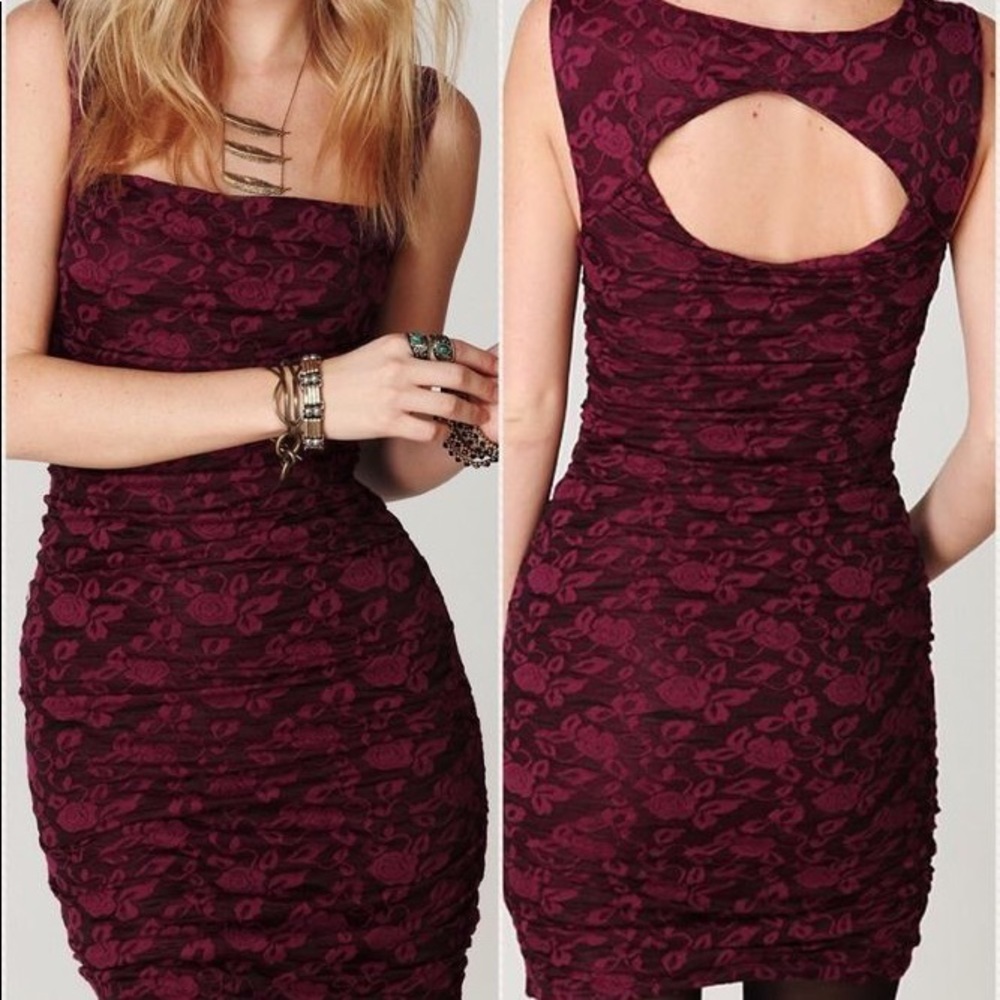 Free People Maroon bodycon dress
